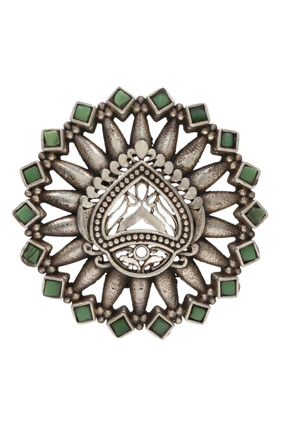 Geometric Carved Hydro Stone Ring 