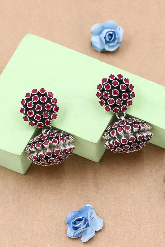 Red Hydro Stone Studded Earrings 