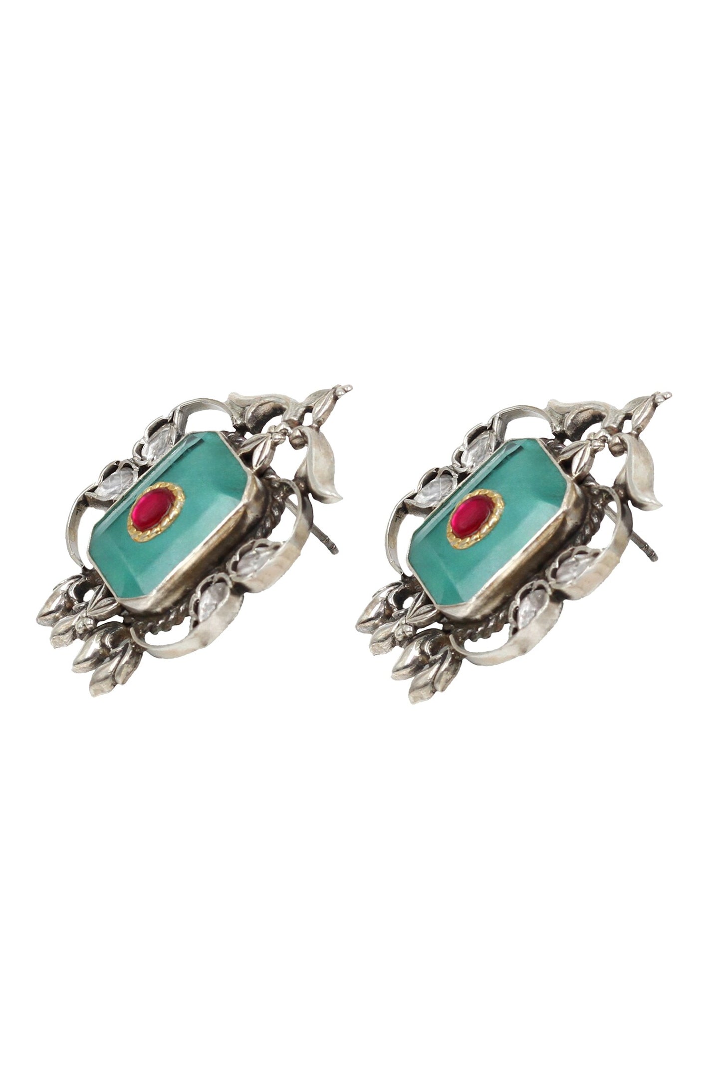Floral Vine Hydro Stone Stud Earrings 