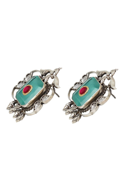 Floral Vine Hydro Stone Stud Earrings 