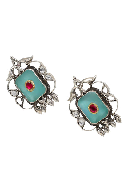 Floral Vine Hydro Stone Stud Earrings 