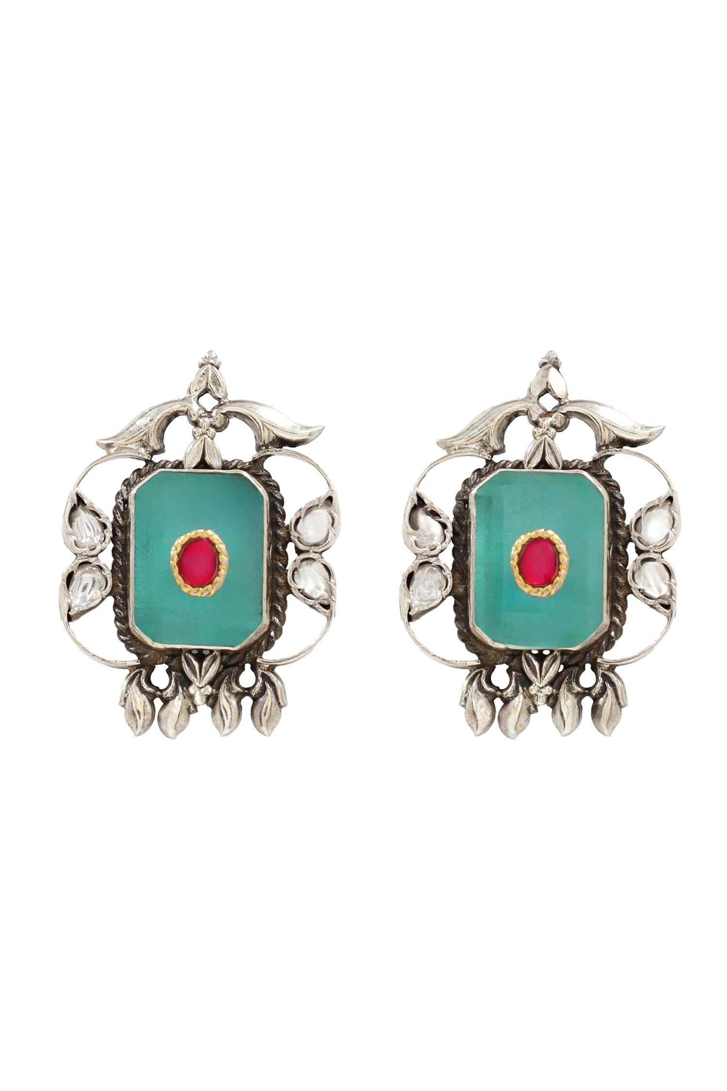 Floral Vine Hydro Stone Stud Earrings 