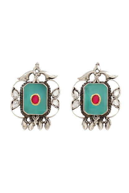 Floral Vine Hydro Stone Stud Earrings 