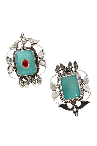Floral Vine Hydro Stone Stud Earrings 