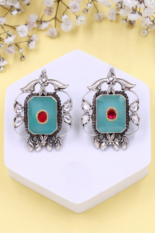 Floral Vine Hydro Stone Stud Earrings 