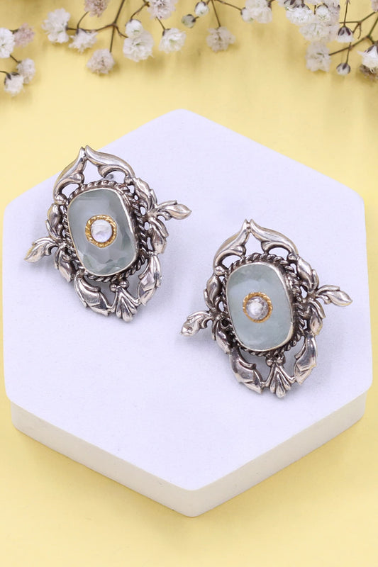 Floral Hydro Stone Stud Earrings 