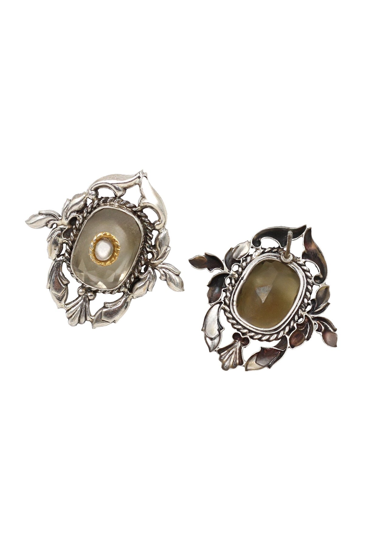 Floral Vine Hydro Stone Stud Earrings 