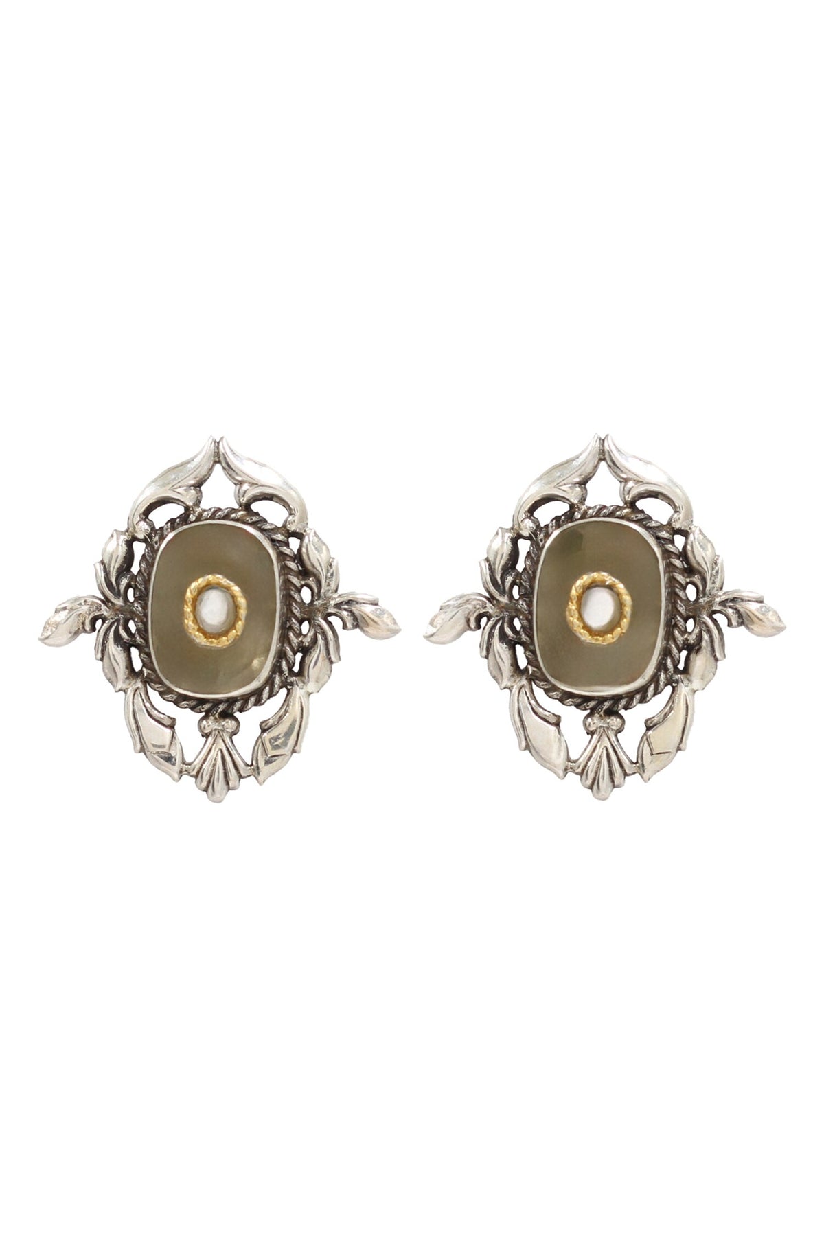 Floral Vine Hydro Stone Stud Earrings 