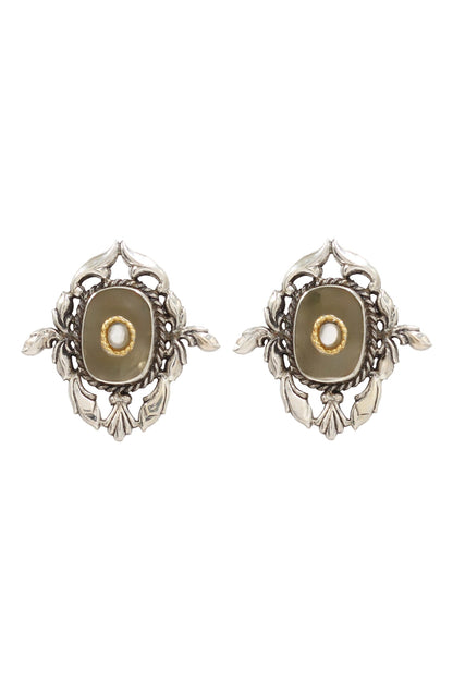Floral Vine Hydro Stone Stud Earrings 