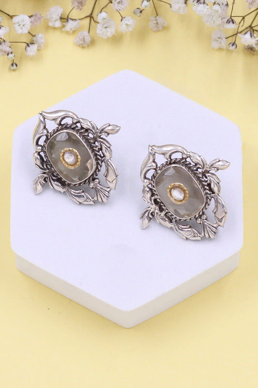Floral Vine Hydro Stone Stud Earrings 