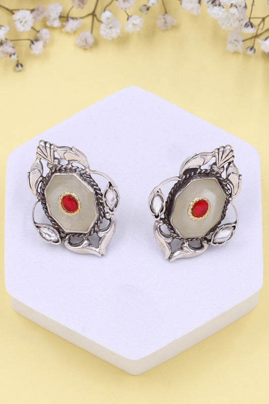 Floral Vine Hydro Stone Stud Earrings 
