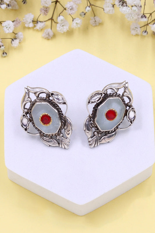 Floral Vine Hydro Stone Stud Earrings 