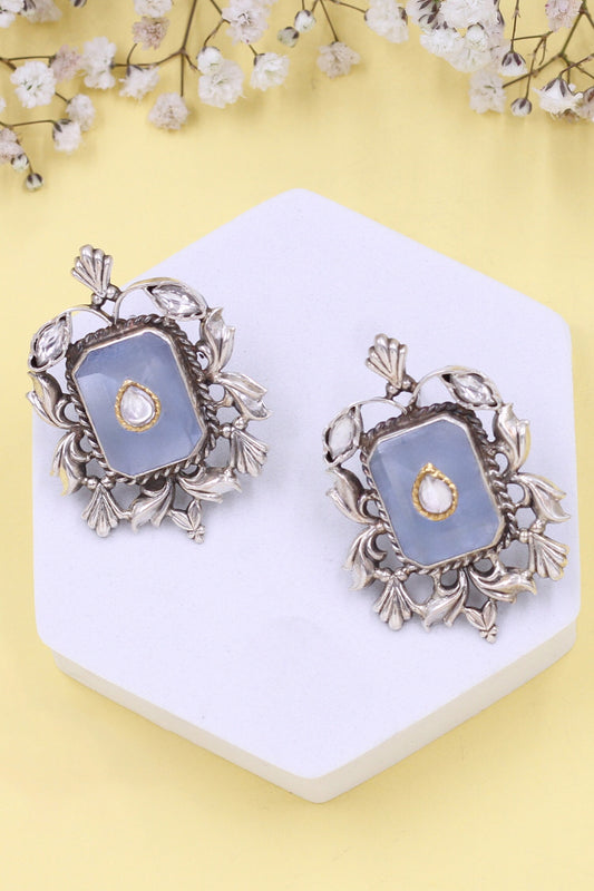 Floral Vine Hydro Stone Stud Earrings 