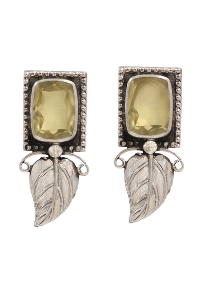 Leaf Pattern Hydro Stone Earrings 