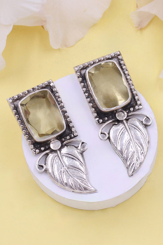 Leaf Pattern Hydro Stone Earrings 