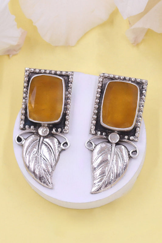 Hydro Stone Leaf Pattern Earrings 