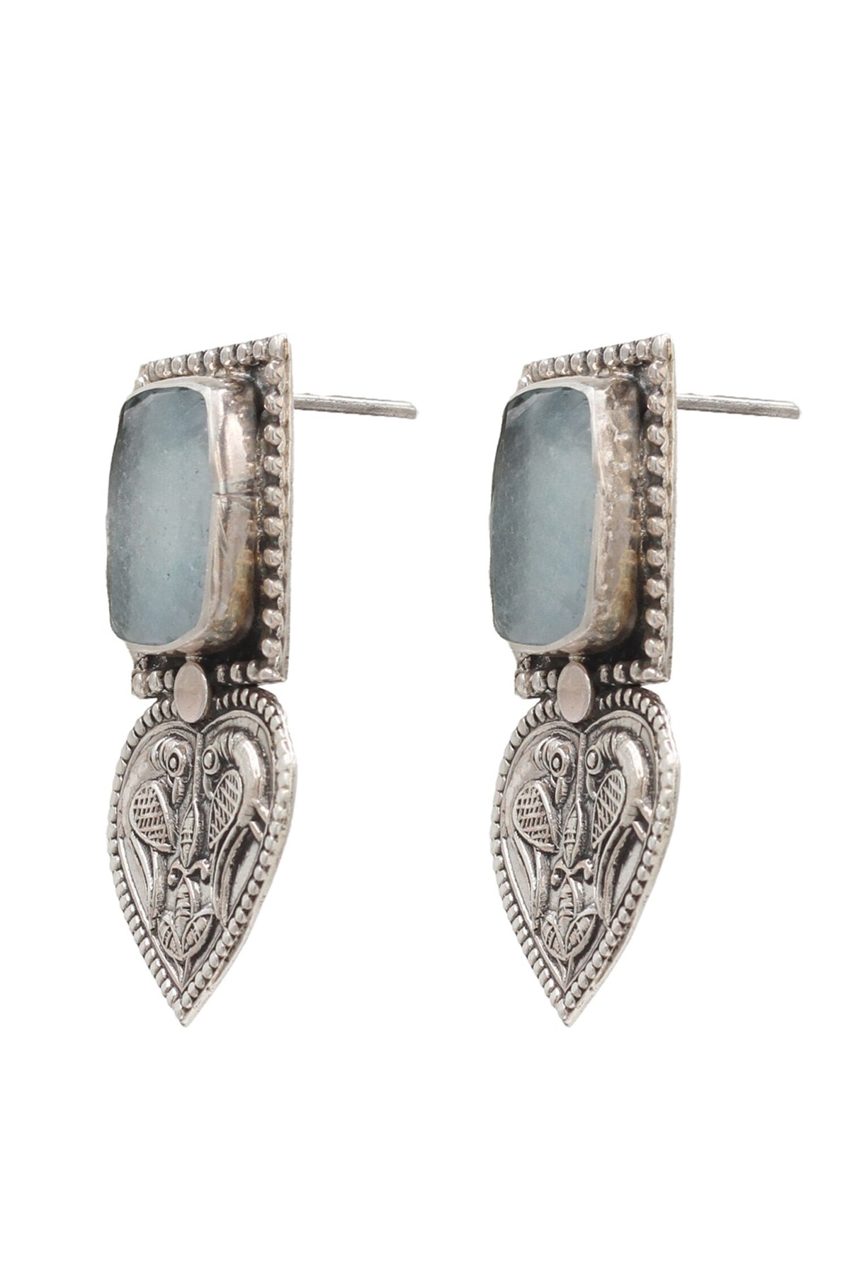 Hydro Stone Peacock Heart Earrings 