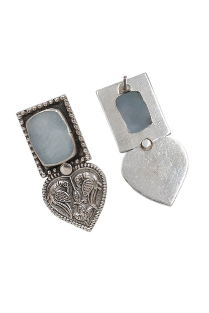 Hydro Stone Peacock Heart Earrings 