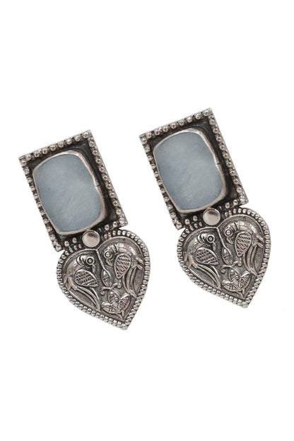 Hydro Stone Peacock Heart Earrings 