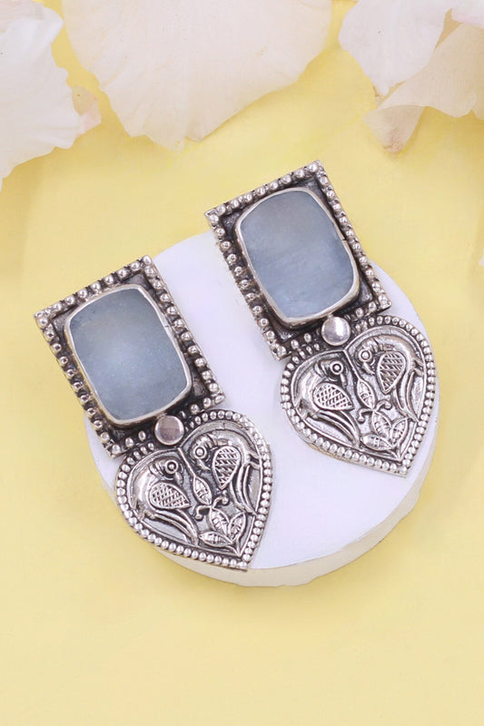 Hydro Stone Peacock Heart Earrings 