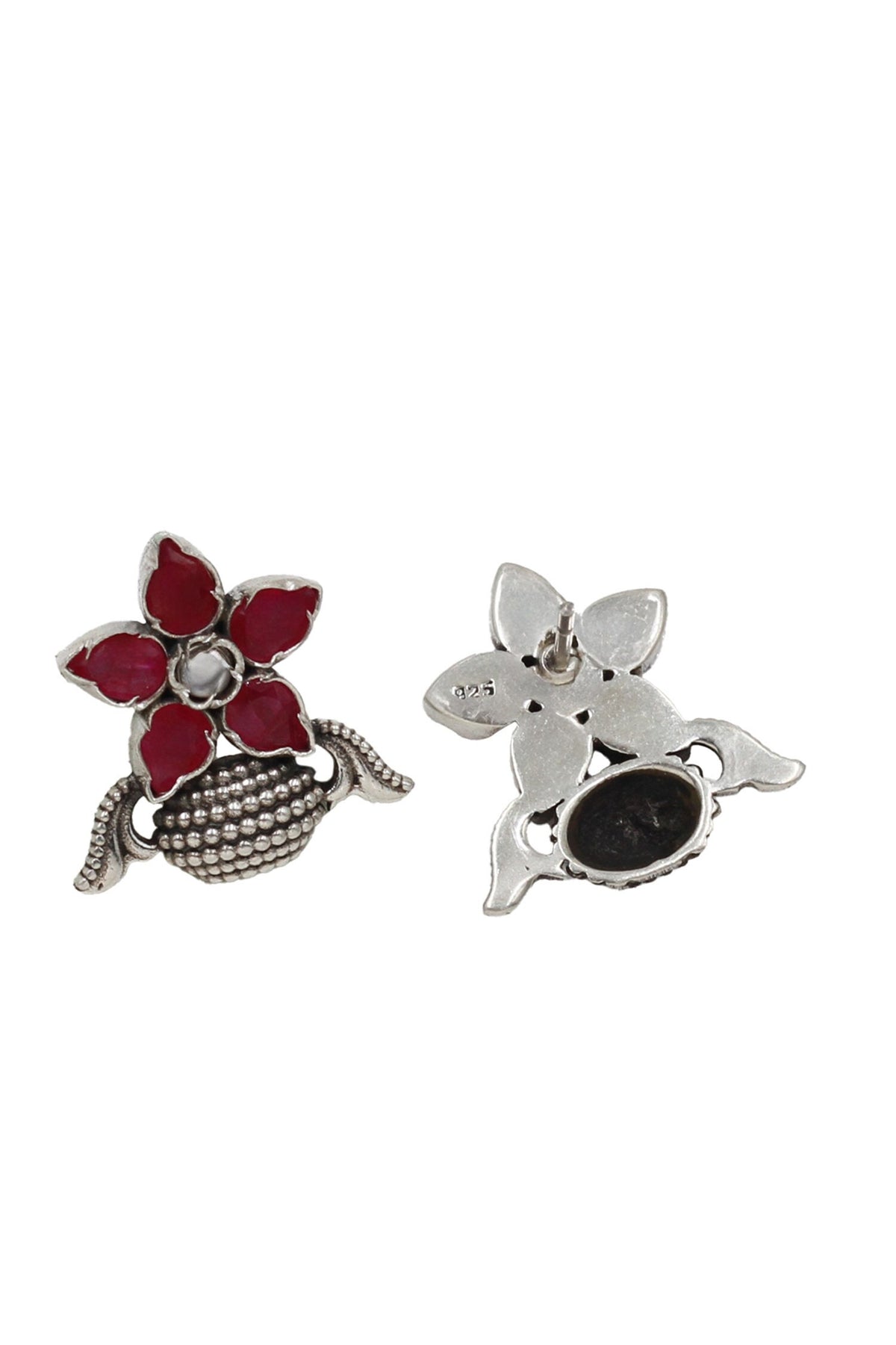 Floral Hydro Stone Stud Earrings 