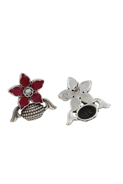 Floral Hydro Stone Stud Earrings 