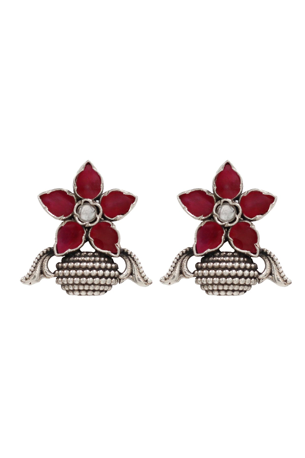 Floral Hydro Stone Stud Earrings 