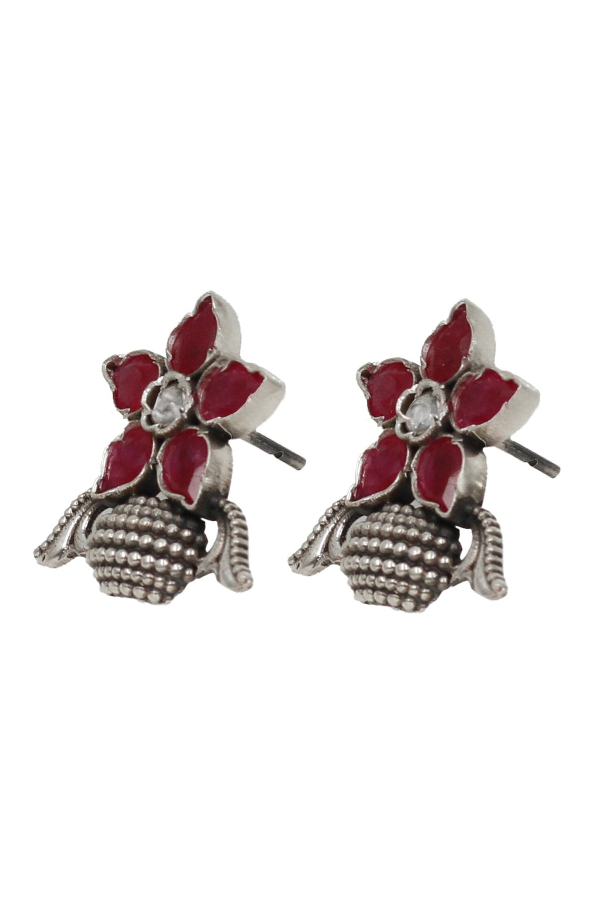 Floral Hydro Stone Stud Earrings 