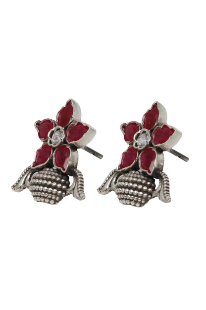 Floral Hydro Stone Stud Earrings 