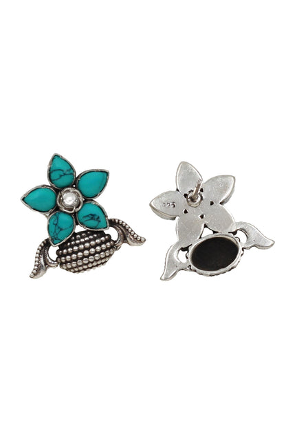 Floral Sterling Silver Turquoise Earrings 