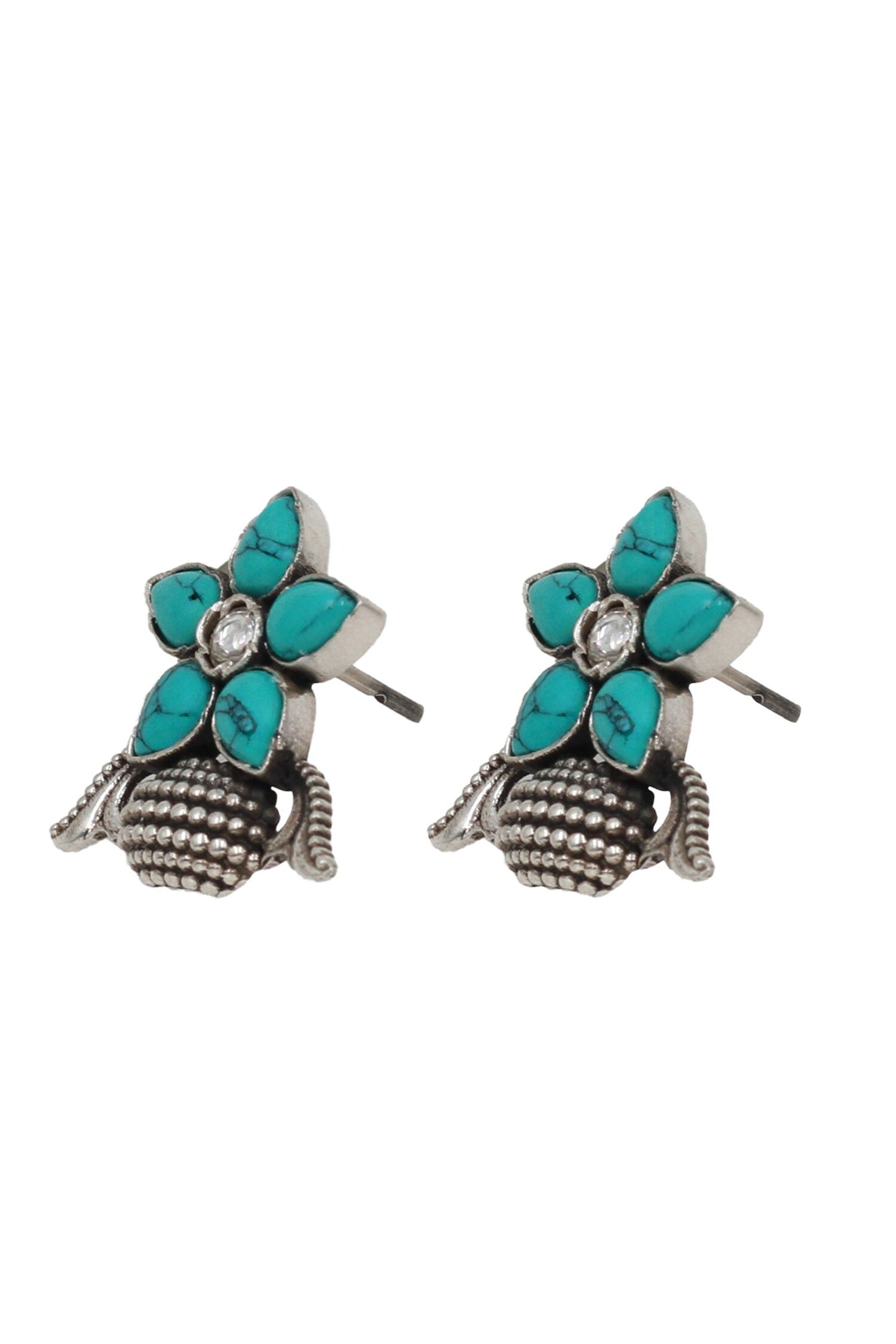 Floral Sterling Silver Turquoise Earrings 