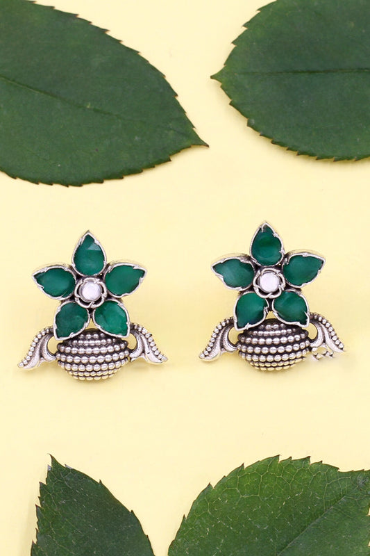 Floral Hydro Stone & Pearl Earrings 