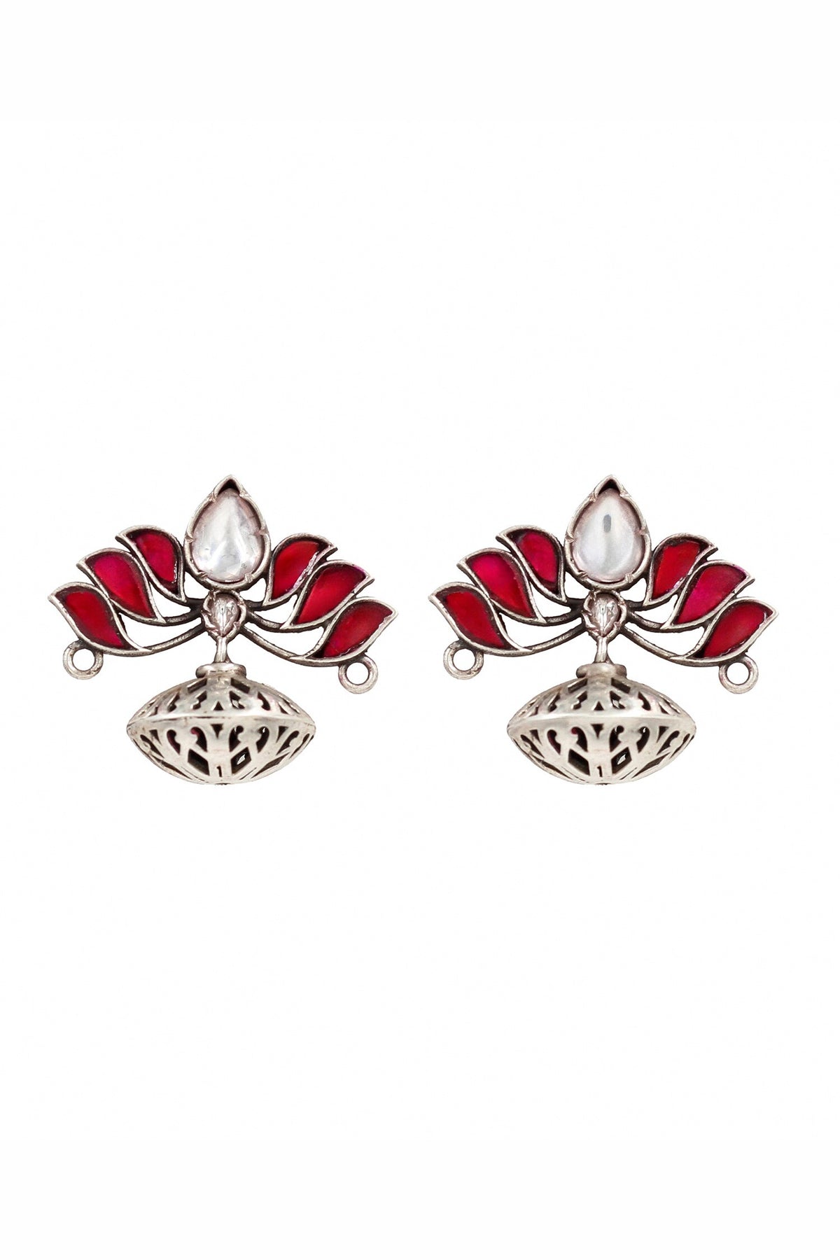 Lotus Shaped Kundan Earrings 