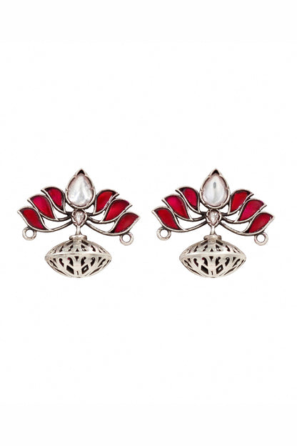 Lotus Shaped Kundan Earrings 