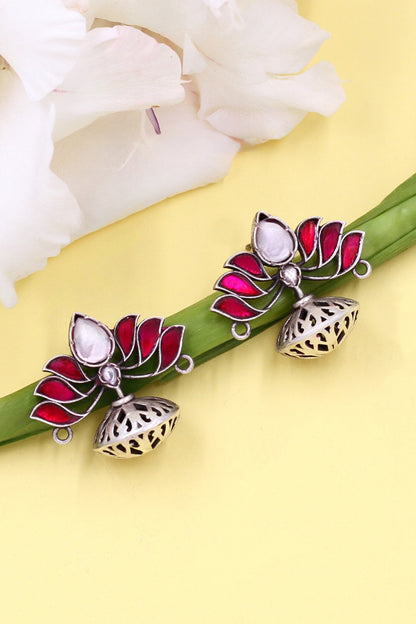 Lotus Shaped Kundan Earrings 