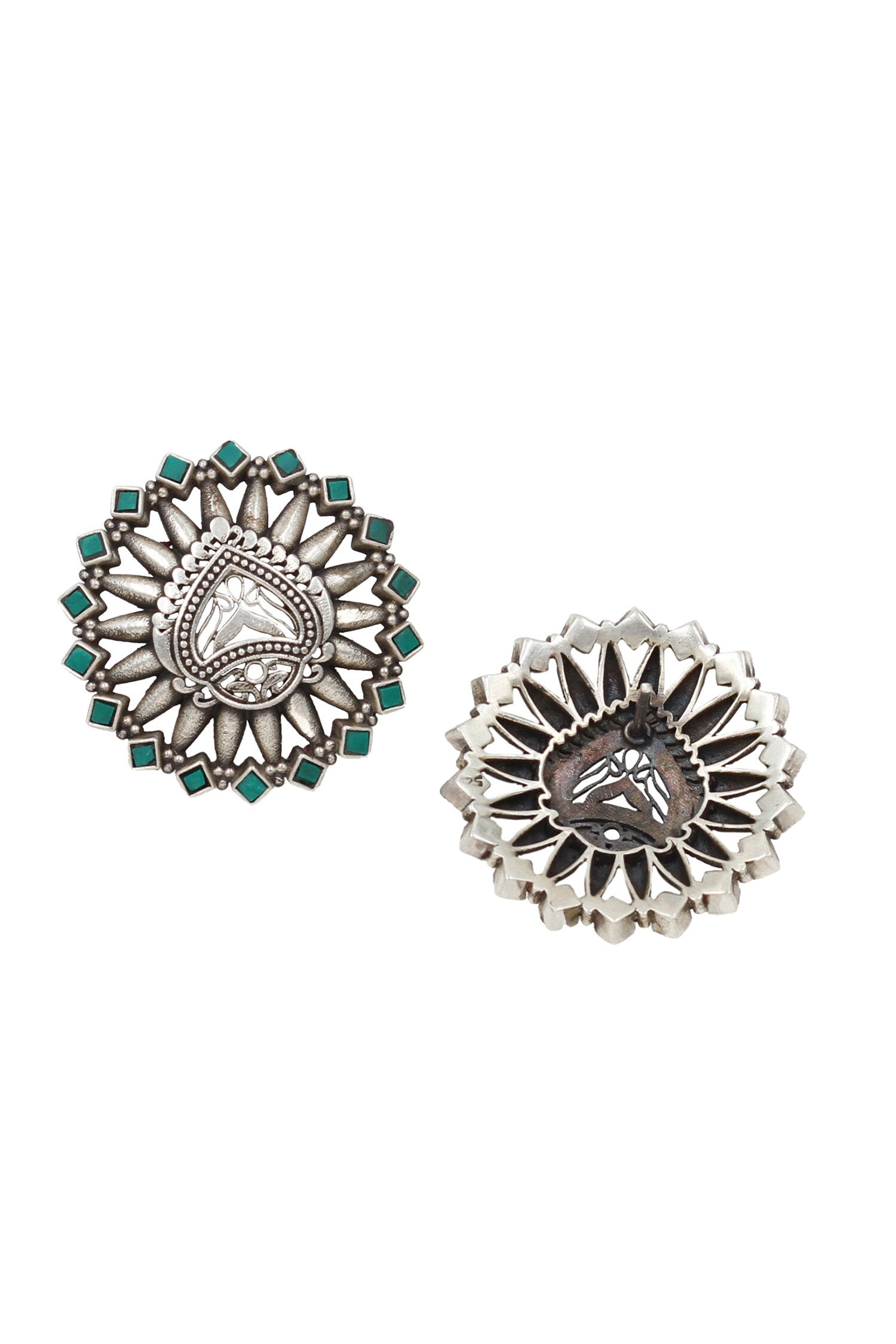 Green Hydro Stone Silver Stud Earrings 