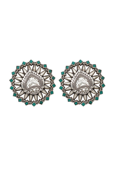 Green Hydro Stone Silver Stud Earrings 