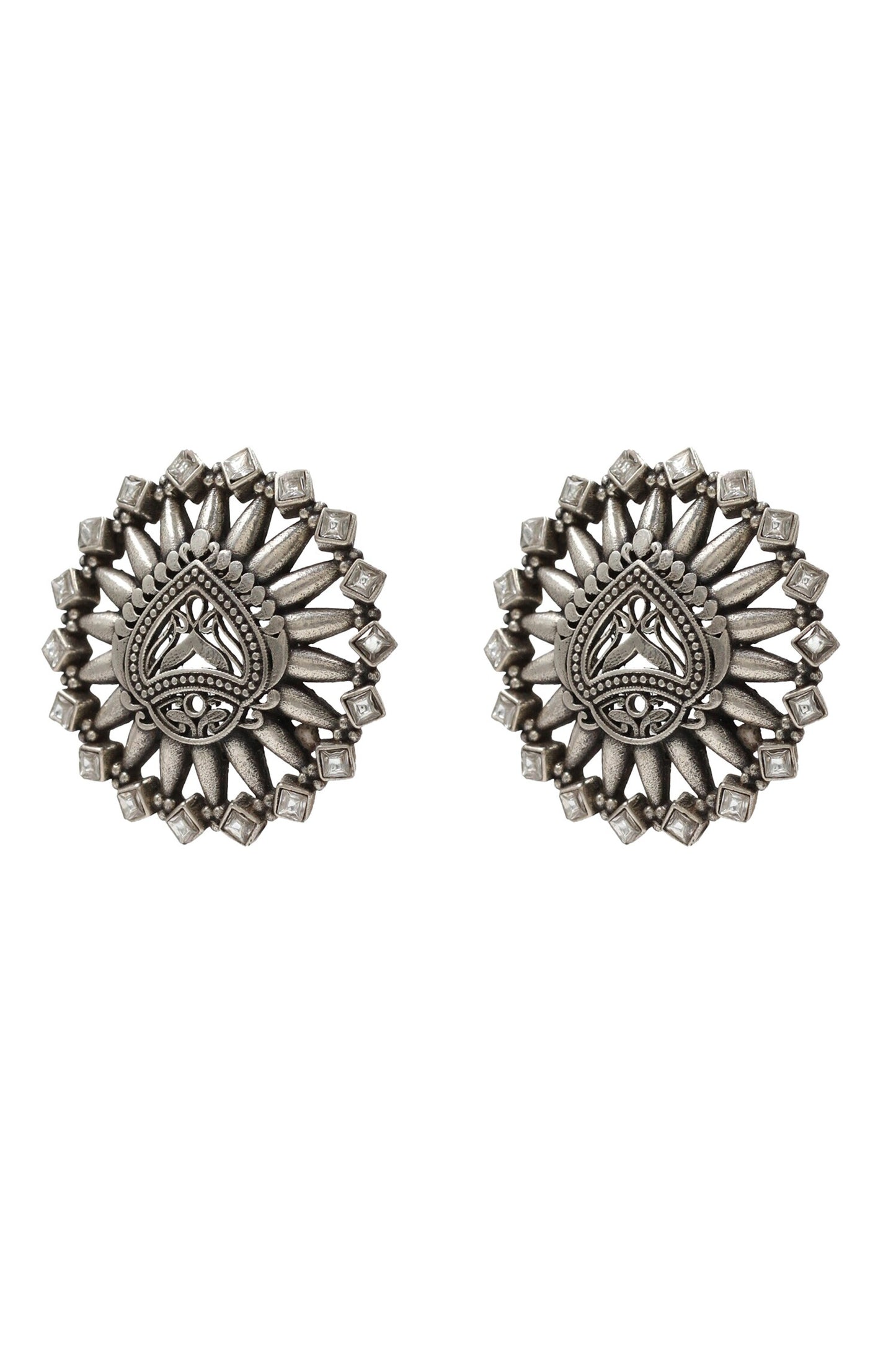 Hydro Stone Silver Stud Earrings 