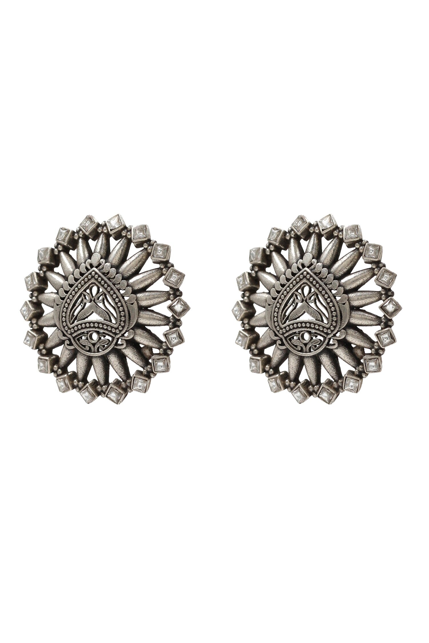 Hydro Stone Silver Stud Earrings 