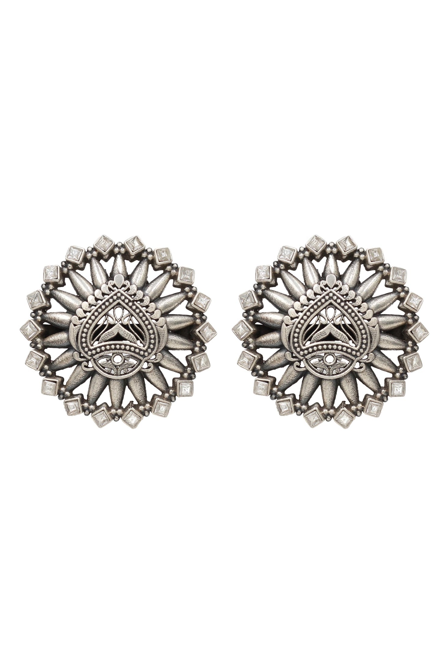 Hydro Stone Silver Stud Earrings 