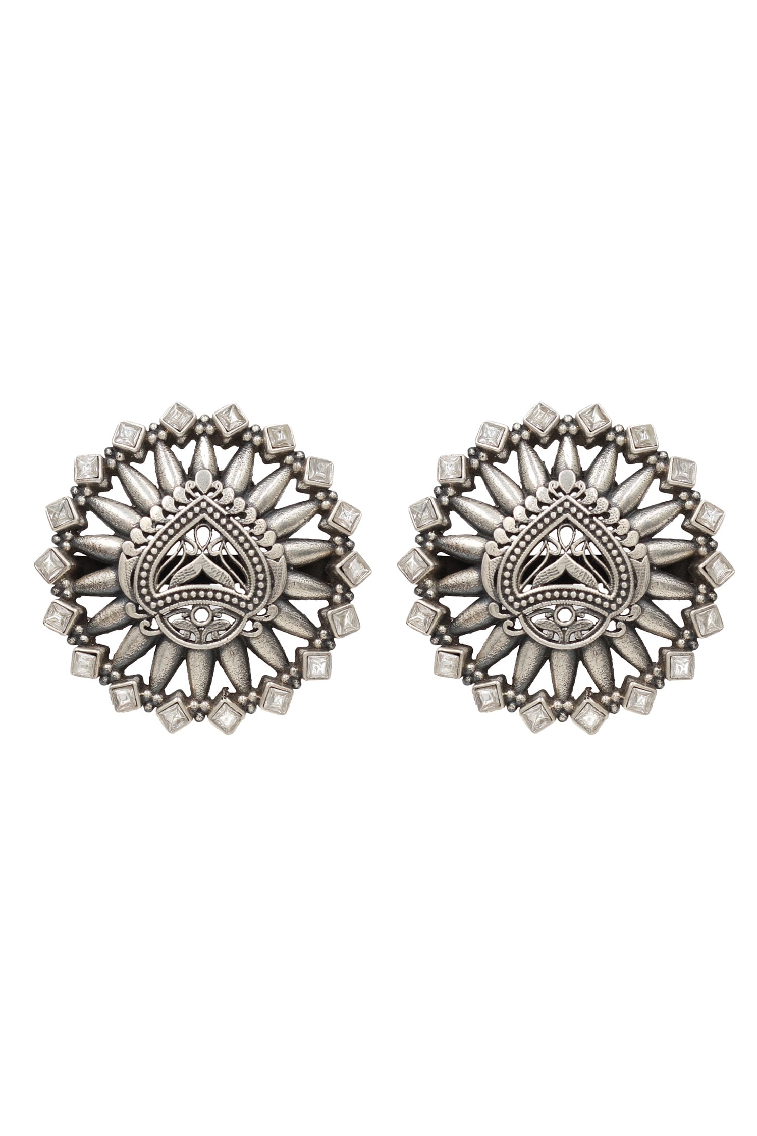 Hydro Stone Silver Stud Earrings 