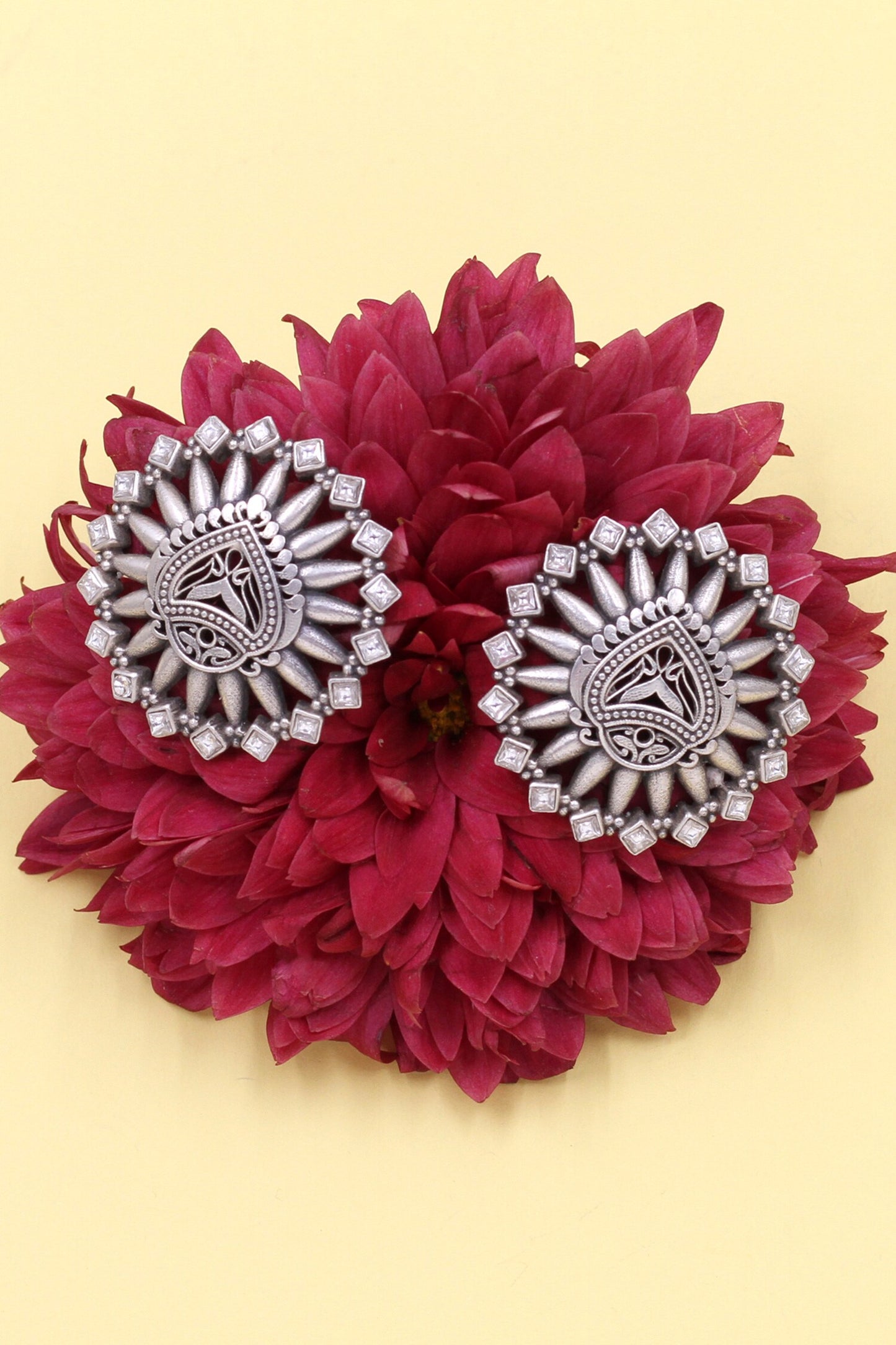 Hydro Stone Silver Stud Earrings 