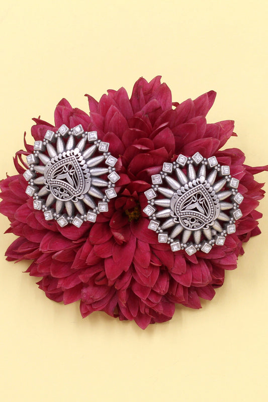 Hydro Stone Silver Stud Earrings 