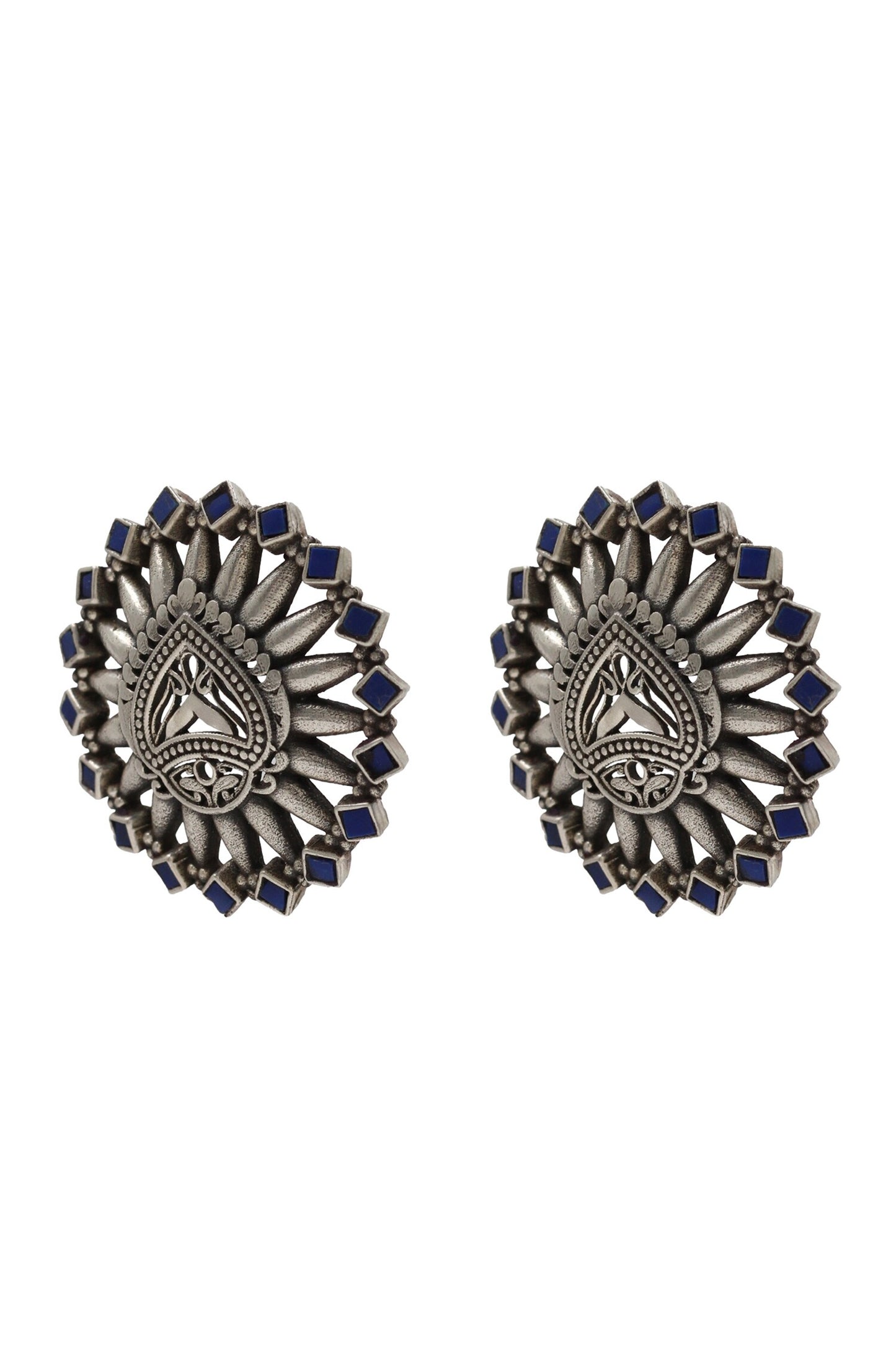 Geometric Silver Stud Earrings 