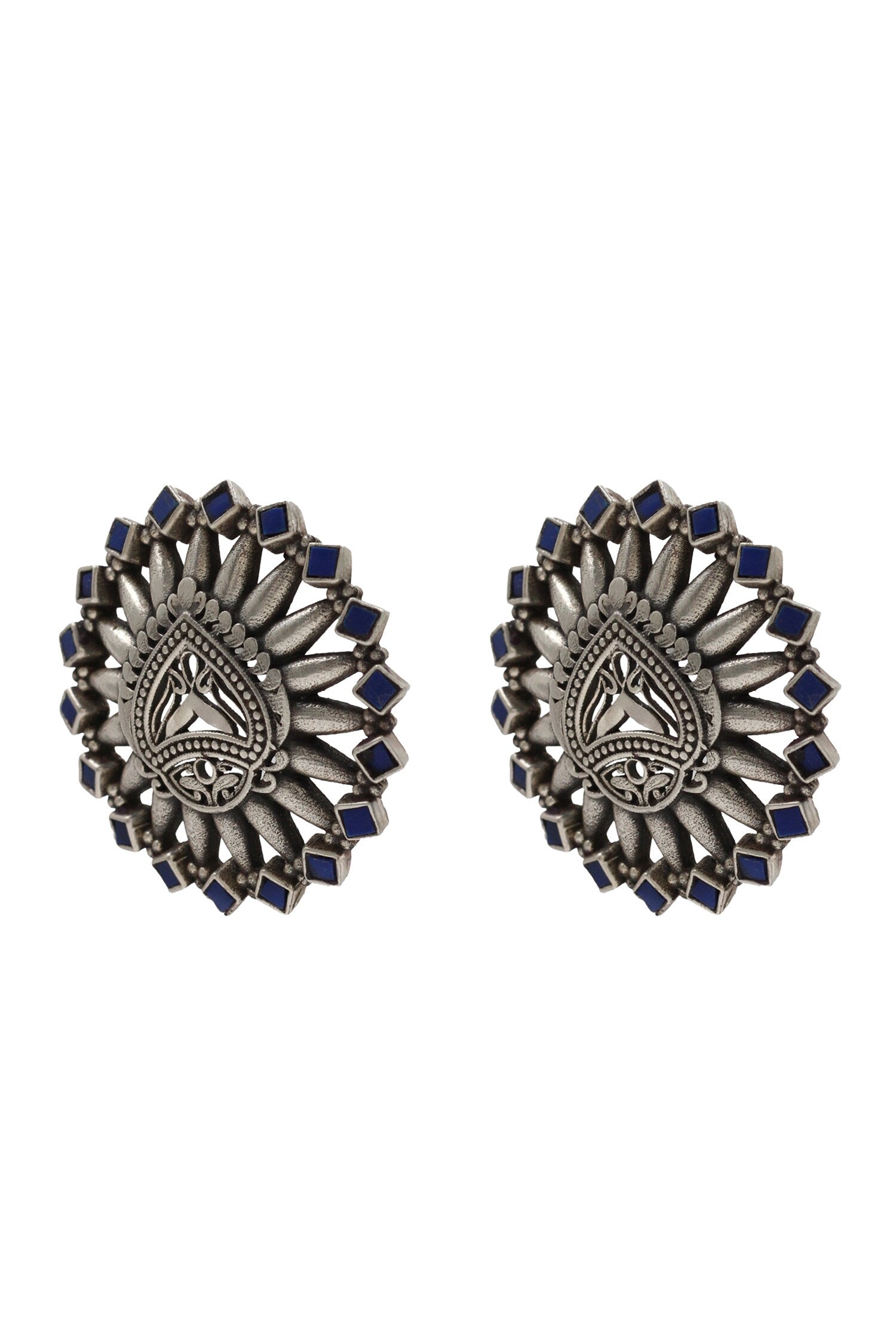 Geometric Silver Stud Earrings 