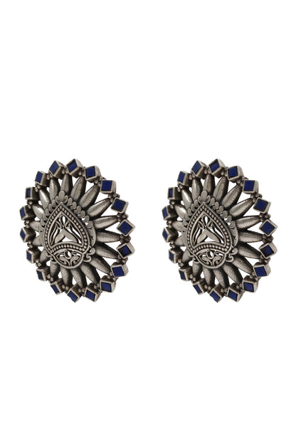 Geometric Silver Stud Earrings 