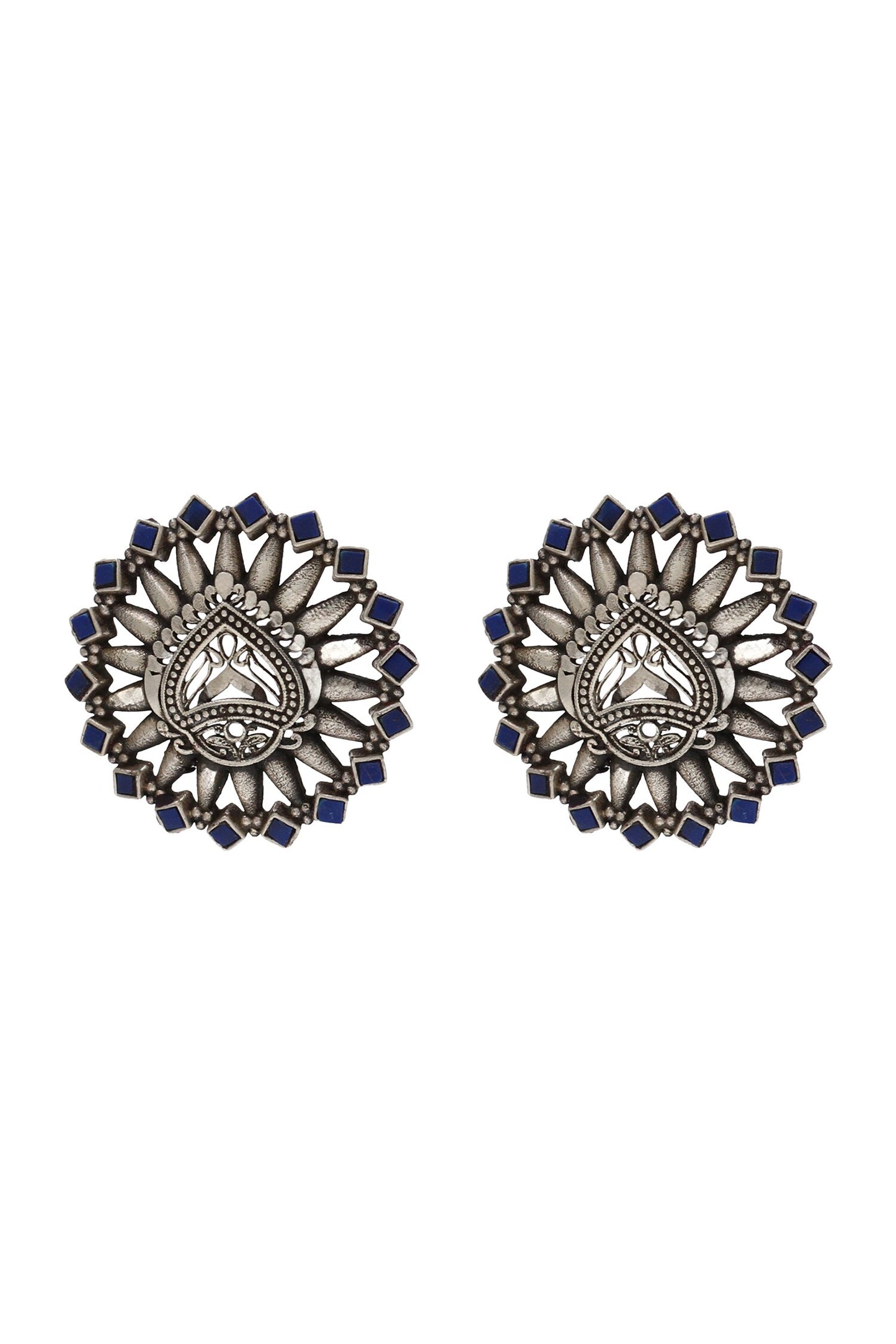 Geometric Silver Stud Earrings 
