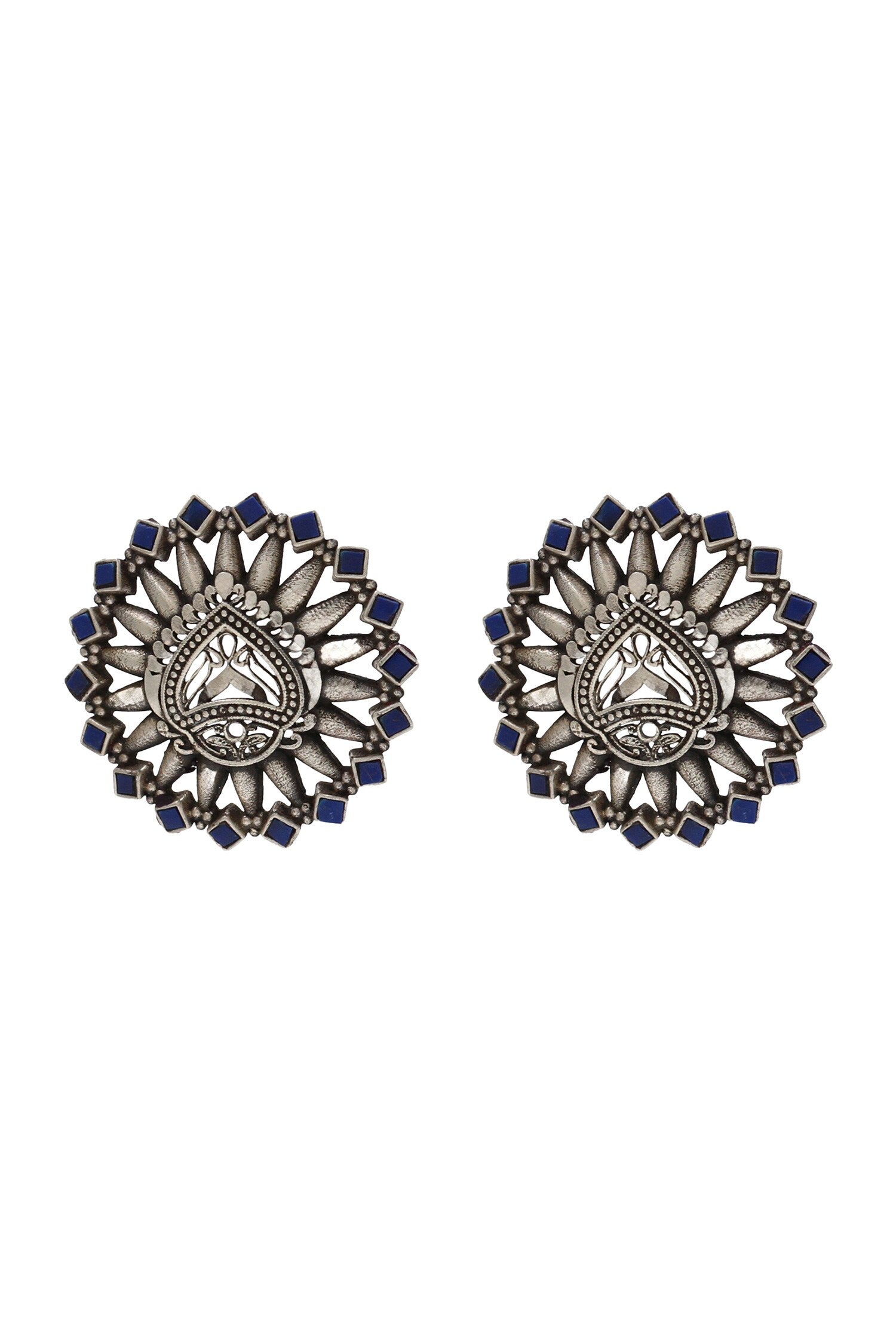Geometric Silver Stud Earrings 