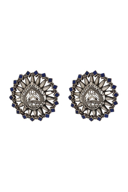 Geometric Silver Stud Earrings 