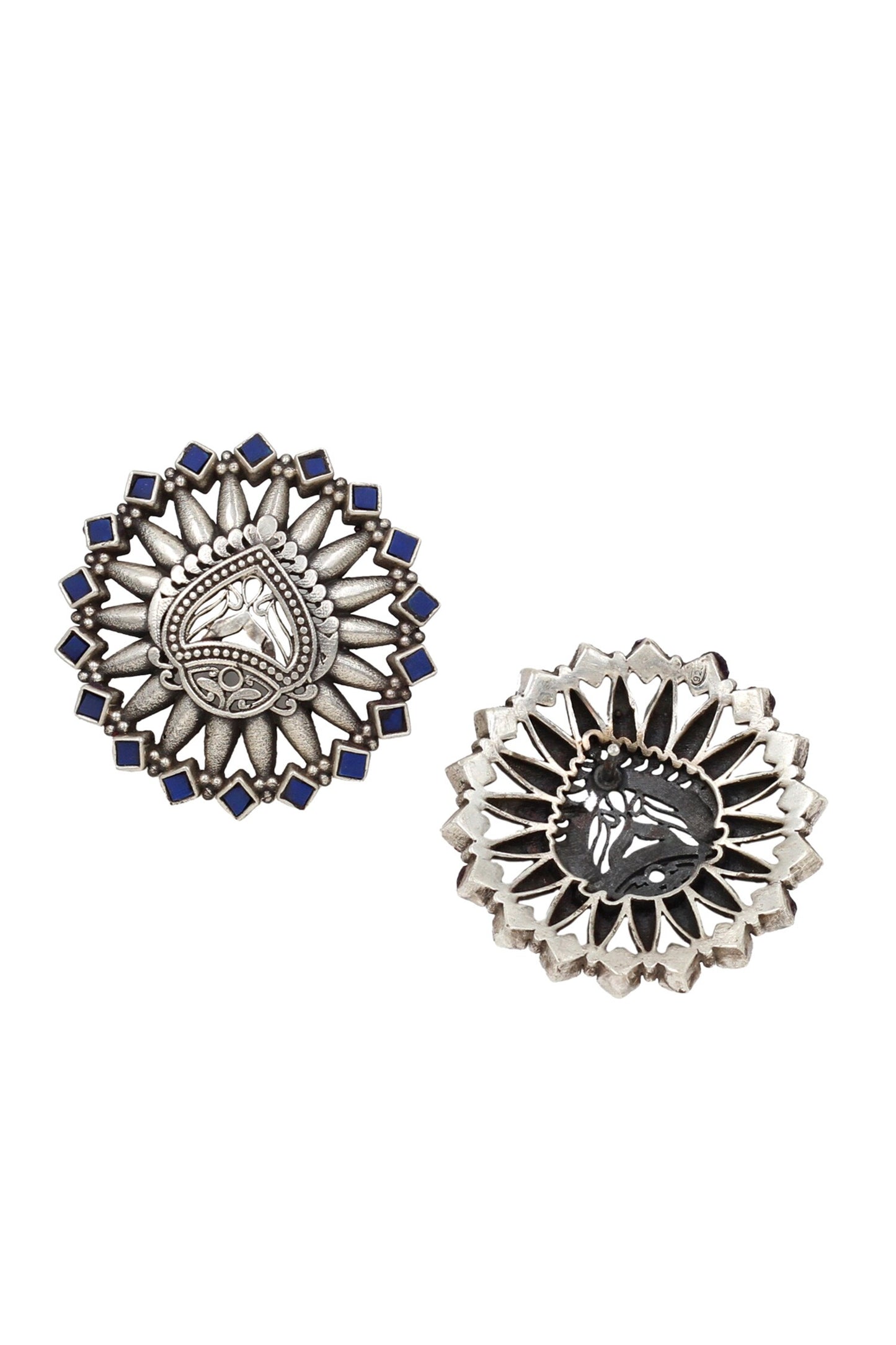 Geometric Silver Stud Earrings 